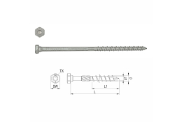 Konstrukční vrut HBS (6-ti hranná hlava) částečný závit 8 x 200 mm TX 40 - 50 ks v balení 