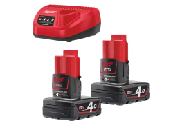 Milwaukee Aku nab.sada M12 NRG-402, 2x Akumulátor M12 B4+nabíječka M12 C12 C, 4933459211