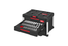 Milwaukee vybavený box na nářadí PACKOUT, ráčny 1/4" + 3/8" + 1/2", 244 ks 4932501864