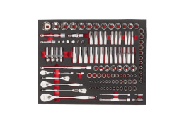 Milwaukee sada ráčny a nástrčných hlavic 1/4", 3/8", 1/2" v pěnové vložce 4932498518