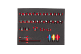 Milwaukee pěnová vložka s průmyslovými hlavicemi 1/2" dlouhé (sada 32 ks) 4932493392