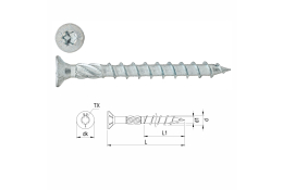 Konstrukční vrut HBS (zápustná hlava) částečný závit 8 x 320 mm TX 40 - 50 ks v balení