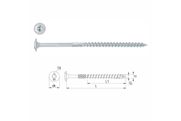 Konstrukční vrut HBS (talířová hlava) částečný závit 8 x 140 mm TX 40 - 50 ks v balení 