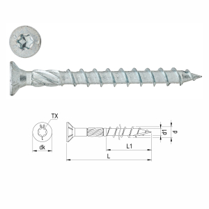 Konstrukční vrut HBS (zápustná hlava) částečný závit 8 x 180 mm TX 40 - 50 ks v balení 