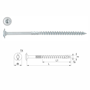 Konstrukční vrut HBS (talířová hlava) částečný závit 8 x 100 mm TX 40 - 50 ks v balení 