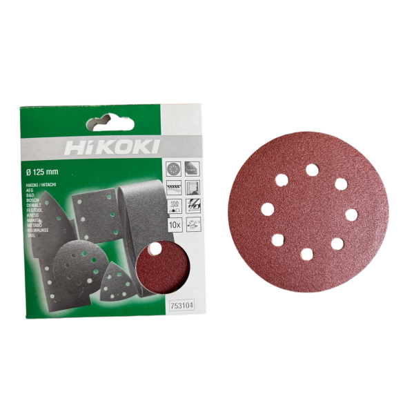 HiKoki 753104 Brusný kotouč D125 pro excentrickou brusku 10 ks K100: obrázek 1