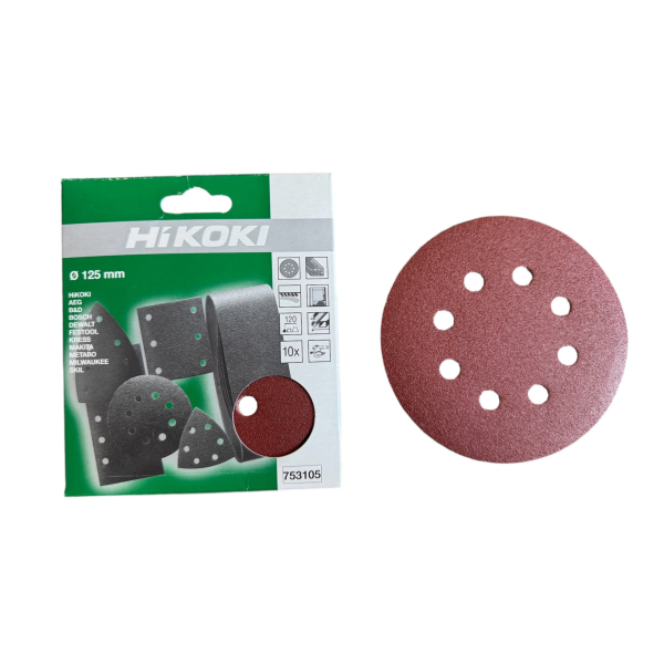 HiKoki 753105 Brusný kotouč D125 pro excentrickou brusku 10 ks K120: obrázek 1