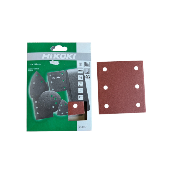 HiKoki 753047 Brusné papíry pro vibrační brusku 114 x 104 mm K180 - 10 ks v balení: obrázek 1