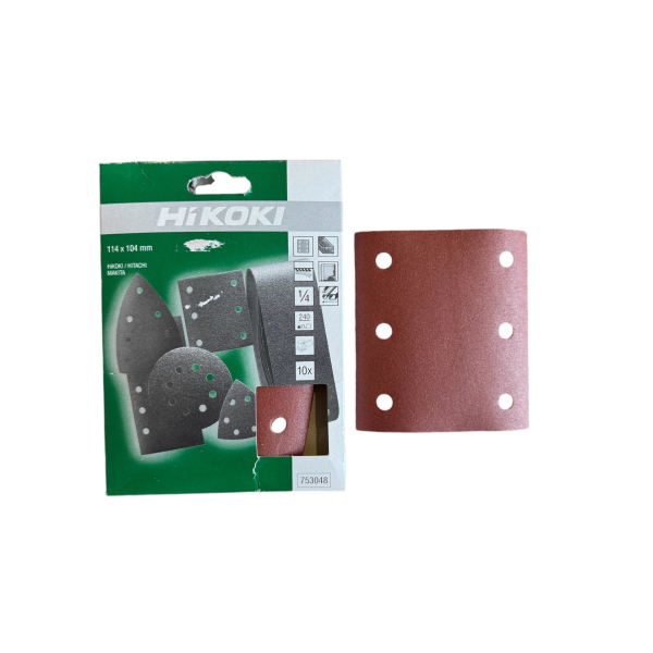 HiKoki 753048 Brusné papíry pro vibrační brusku 114 x 104 mm K240 - 10 ks v balení: obrázek 1