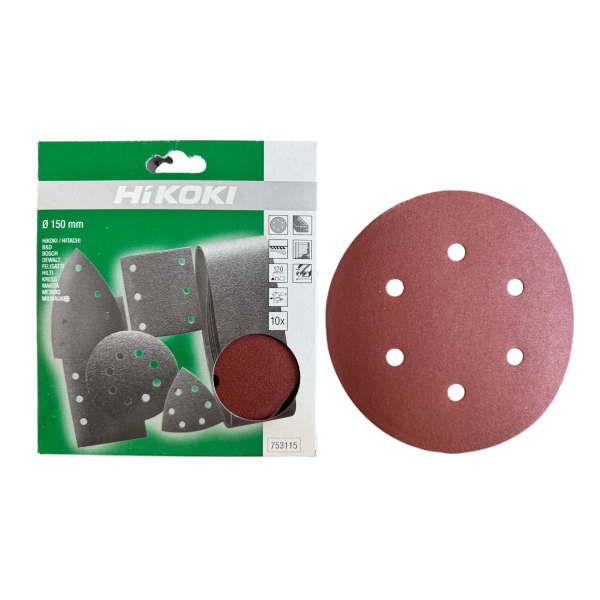 HiKoki 753115 Brusný kotouč D150 pro excentrickou brusku 10 ks K120: obrázek 1