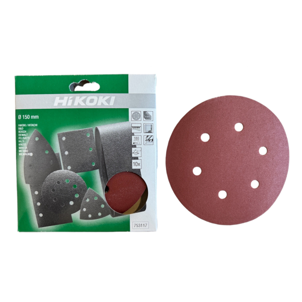 Hikoki 753117 Brusný kotouč D150 pro excentrickou brusku 10 ks K180: obrázek 1