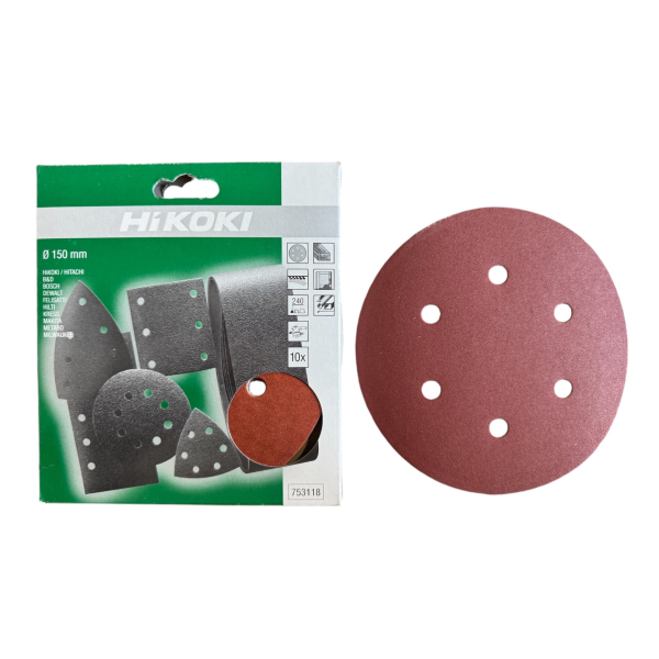 HiKoki 753118 Brusný kotouč D150 pro excentrickou brusku 10 ks K240: obrázek 1