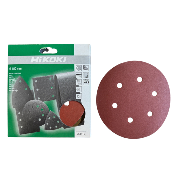 HiKoki 753119 Brusný kotouč D150 pro excentrickou brusku 10 ks K320: obrázek 1