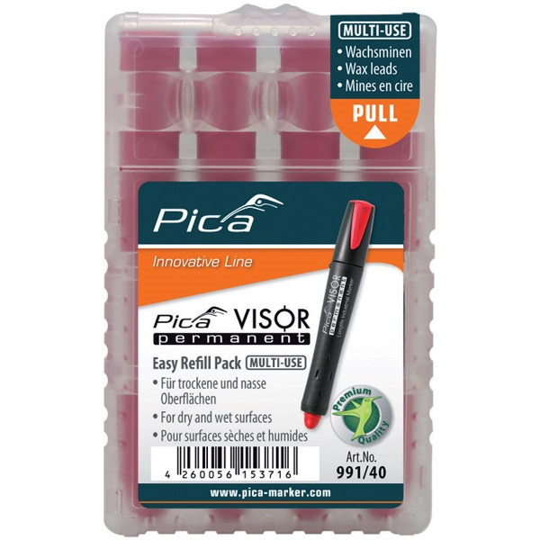 Náhradní tuhy pro Pica VISOR permanent - v balení 4 ks - červené 991/40: obrázek 1