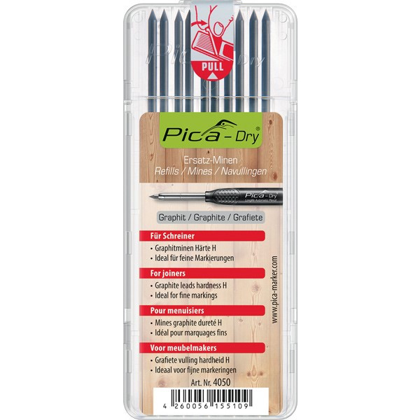 Tuhy náhradní kulaté Pica DRY pro truhláře  (suché povrchy) 10x černá 4050: obrázek 1
