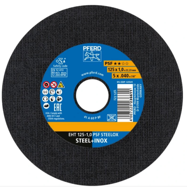 PFERD 61721100 Kotouč rozbrušovací EHT 125 - 1,0 PSF Steelox : obrázek 1