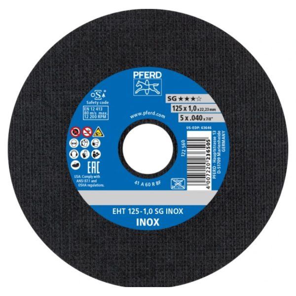 PFERD 61341116 Kotouč rozbrušovací EHT 125 - 1,0 SG INOX: obrázek 1