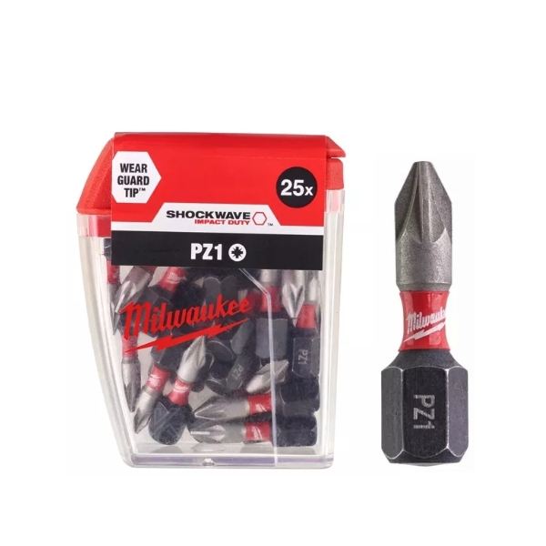 MILWAUKEE šroubovací bity SHOCKWAVE IMPACT DUTY PZ1 25 mm 25 ks 4932430861: obrázek 1