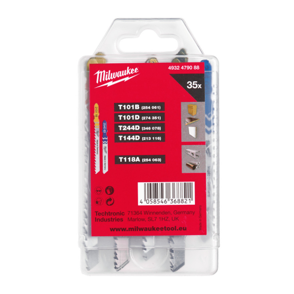 MILWAUKEE Pilové plátky JIGSAW BLADE SET 2 do přímoč. pily se stopkou "T" 35ks 49324790888: obrázek 1