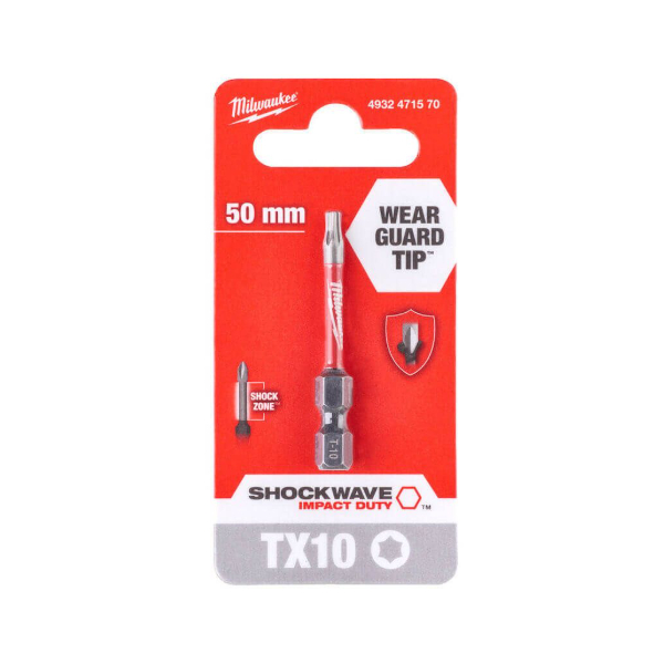 MILWAUKEE Šroubovací bit TX Shockwave™ TX10 x 50 mm, 1ks, 4932471570: obrázek 1
