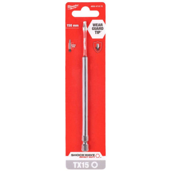 MILWAUKEE Šroubovací bit TX Shockwave™ TX15 150mm - 1ks 4932471572: obrázek 1