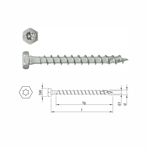 HECO-TOPIX-plus (šestihranná hlava) celý závit 8,0 x 80 mm - balení 50 ks 61248: obrázek 1