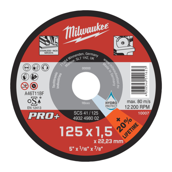 Milwaukee SCS 125x1,5mm PRO+ řezný kotouč 4932498002: obrázek 1