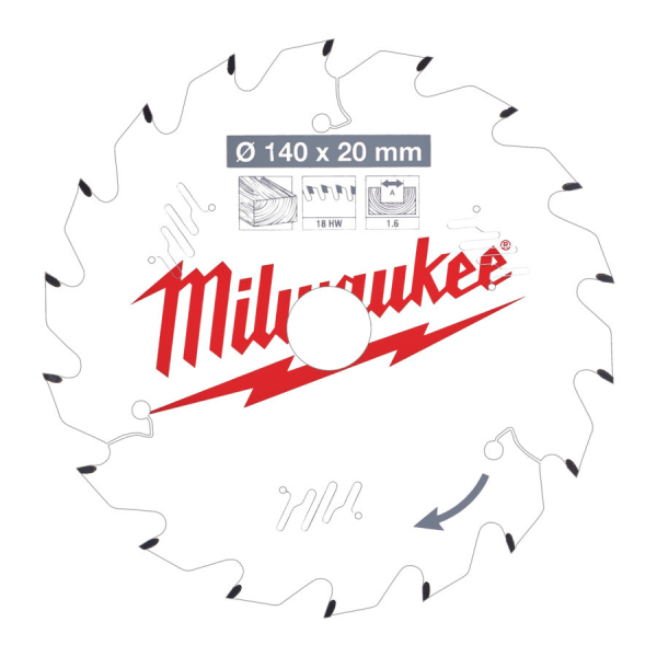 Milwaukee Pilový kotouč dřevo 140x20x1.6mm 18z ATB - 4932471310: obrázek 1