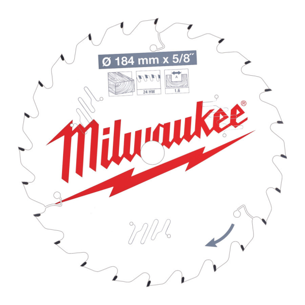 Milwaukee pilový kotouč do dřeva 184 X 5/8 X 1.6 X 24ATB 4932471378: obrázek 1