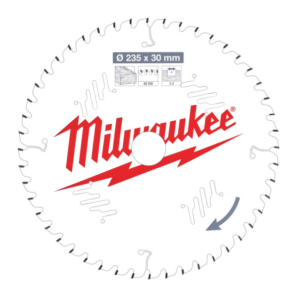 Milwaukee Pilový kotouč do dřeva 235x30x2.4mm 48Z ATB 4932471307: obrázek 1