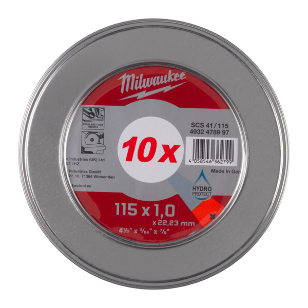 Milwaukee řezací kotouč 115 x 1x 22,2mm ocel, balení 10 ks v kovovém boxu 4932478997: obrázek 1