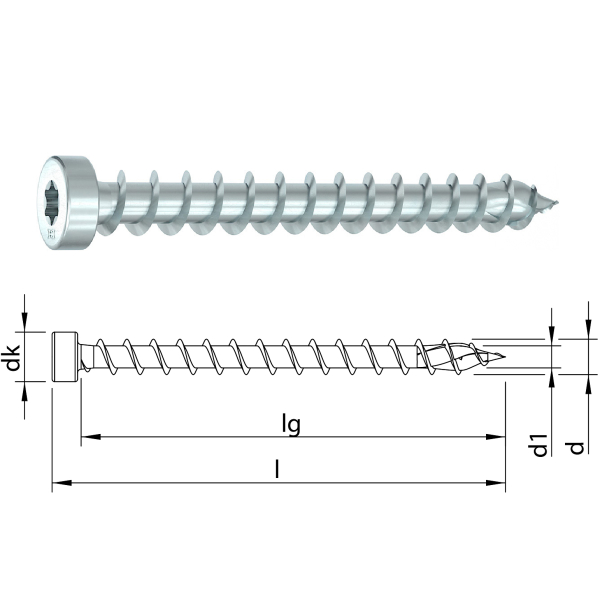 HECO-TOPIX-plus (válcová hlava) celý závit 6,0 x 180 mm - balení 100 ks 61950: obrázek 1