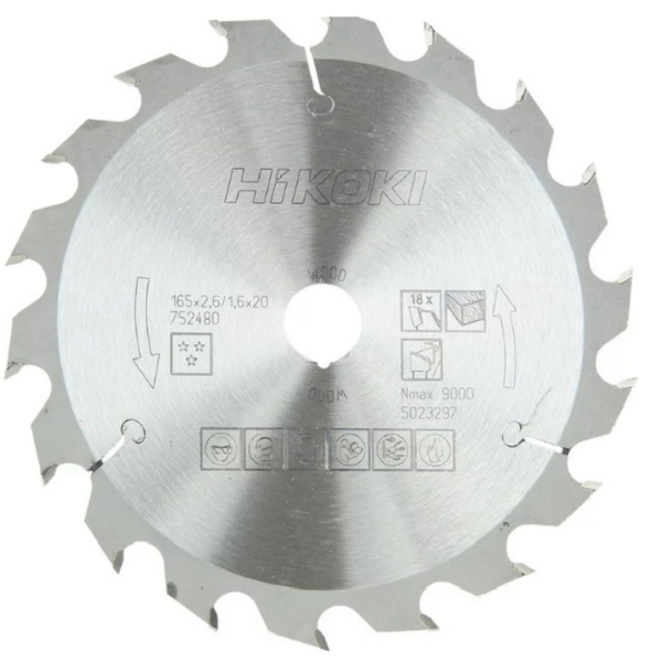 Hikoki 752480 pilový kotouč pro řezání dřeva 165 x 20 Z18: obrázek 1