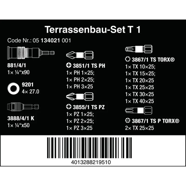 Wera 134021 Nářadí v sadě T1 - stavba teras: obrázek 2