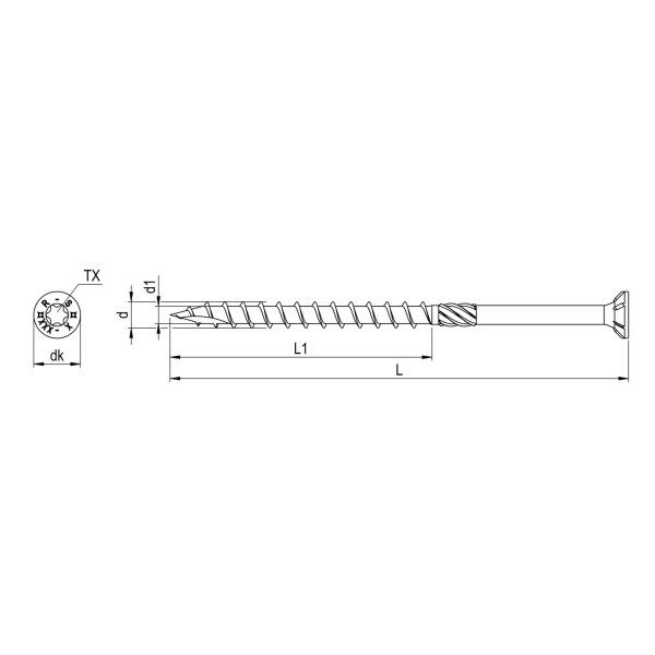 HBS (zápustná hlava) částečný závit 6 x 120 mm TX 30 - 100 ks v balení, 68139/1: obrázek 2